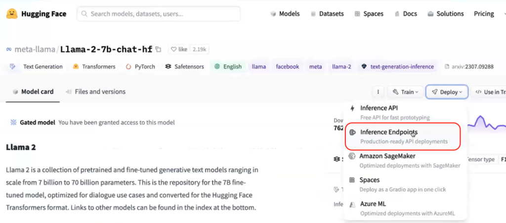 Figure 1. Creating a model endpoint in HuggingFace