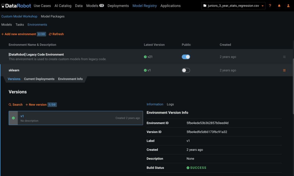 Improve custom models environments1